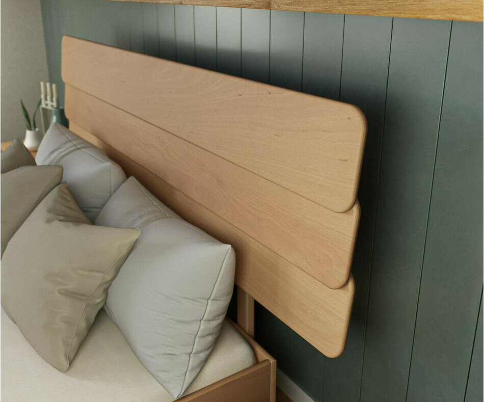 Lit Double Brody avec tte de lit Eon aux lignes pures et des finitions en bois naturel