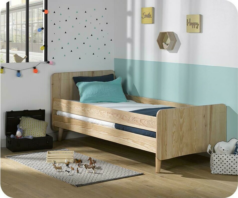 Lit Enfant Willow Brut X Cm Avec Pieds Sommier Et Matelas