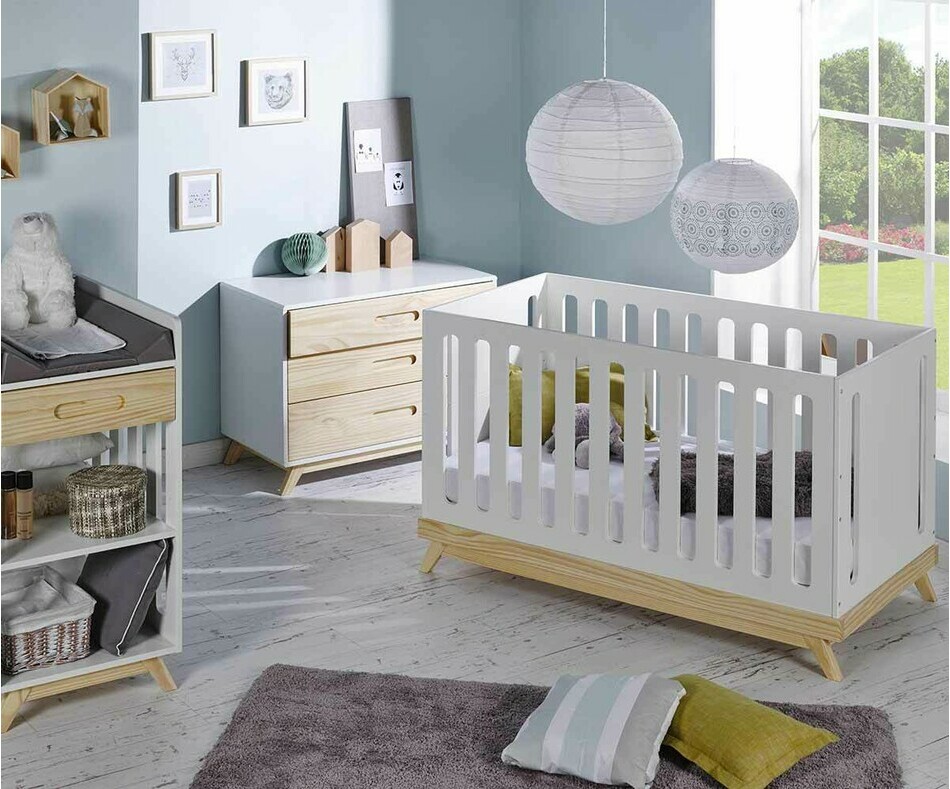 Mini Chambre Bebe Songe Blanche Et Bois En Pin Massif Et Mdf