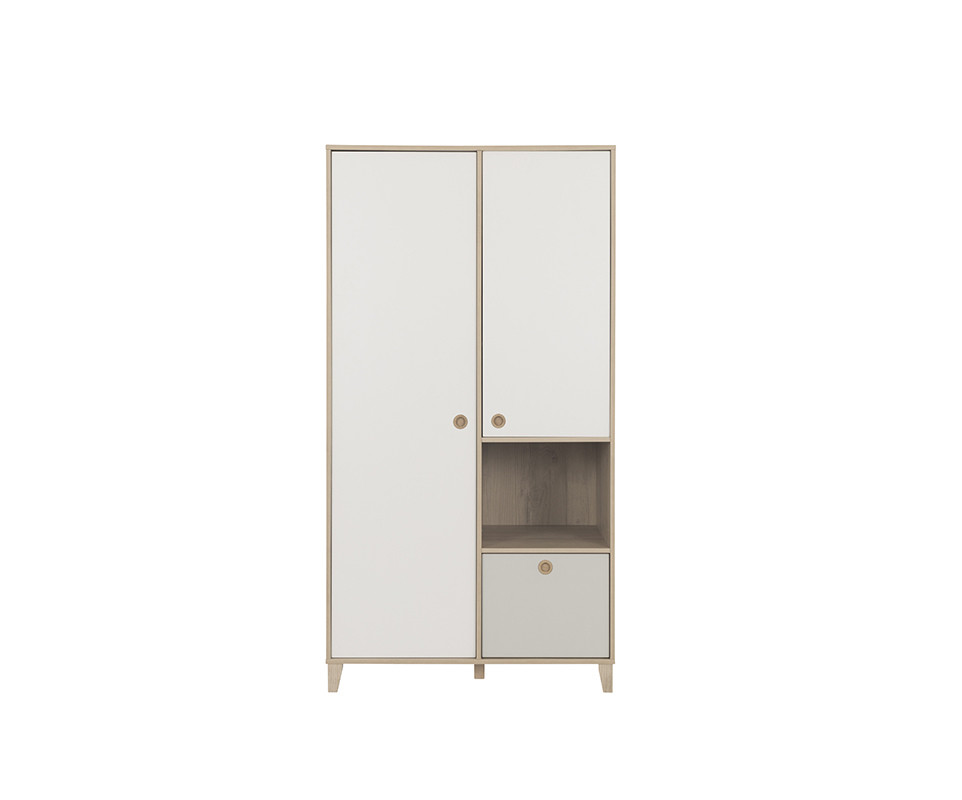 Armoire Bebe Perle Blanche Et Bois