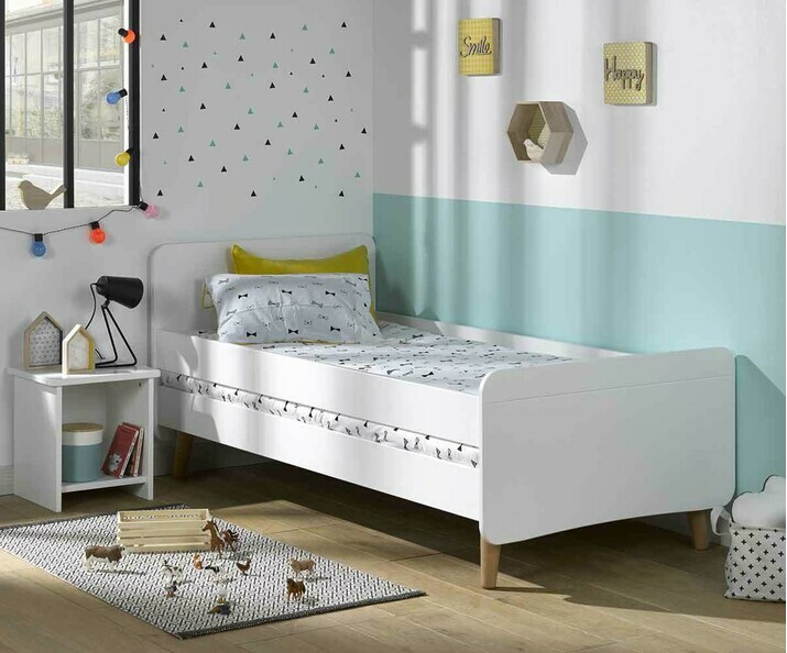 Lit enfant avec rangements Opus Blanc & Mousse, un lit 90x190 + cases