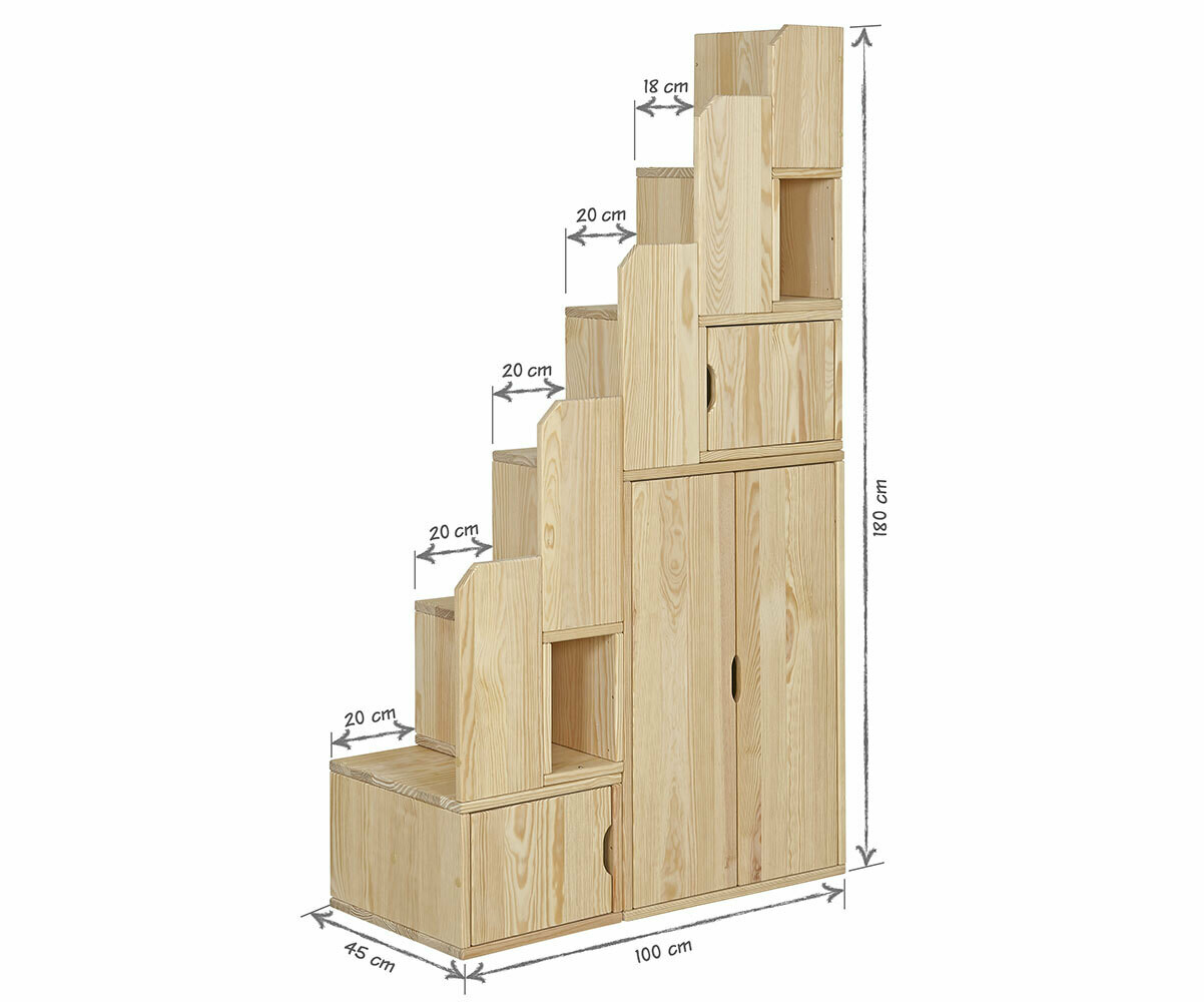 Escalier Cube de rangement hauteur 100 cm