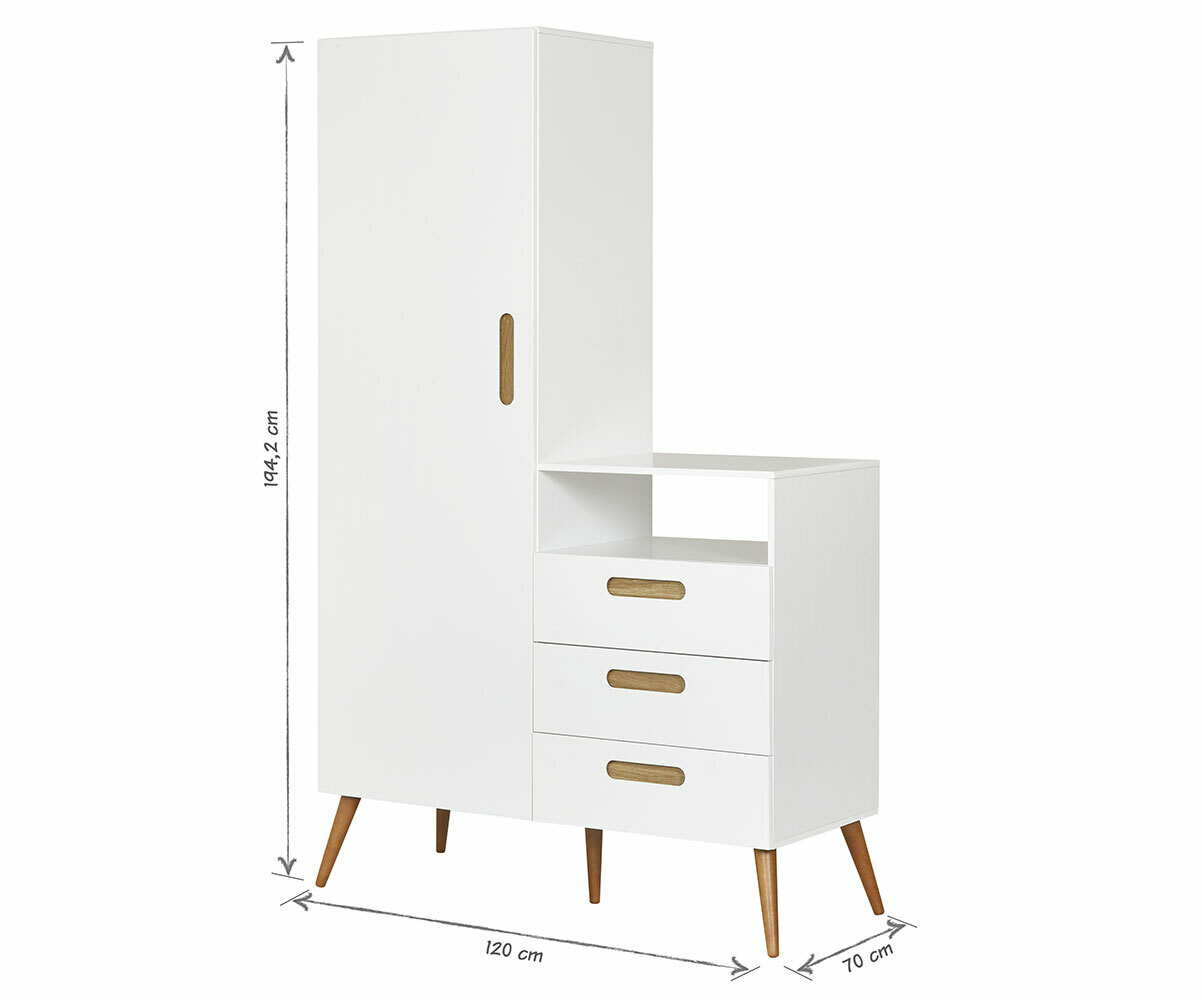 Chambre Enfant Complète Nugi : Lit Enfant 70x140 cm, Armoire, Commode