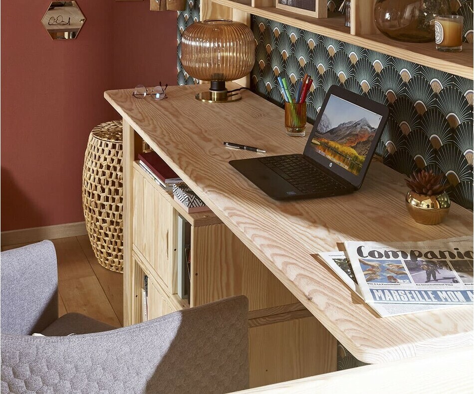 Bureau bois naturel inclus avec le lit mezzanine Naolo Bureau bois naturel inclus avec le lit mezzanine Naolo