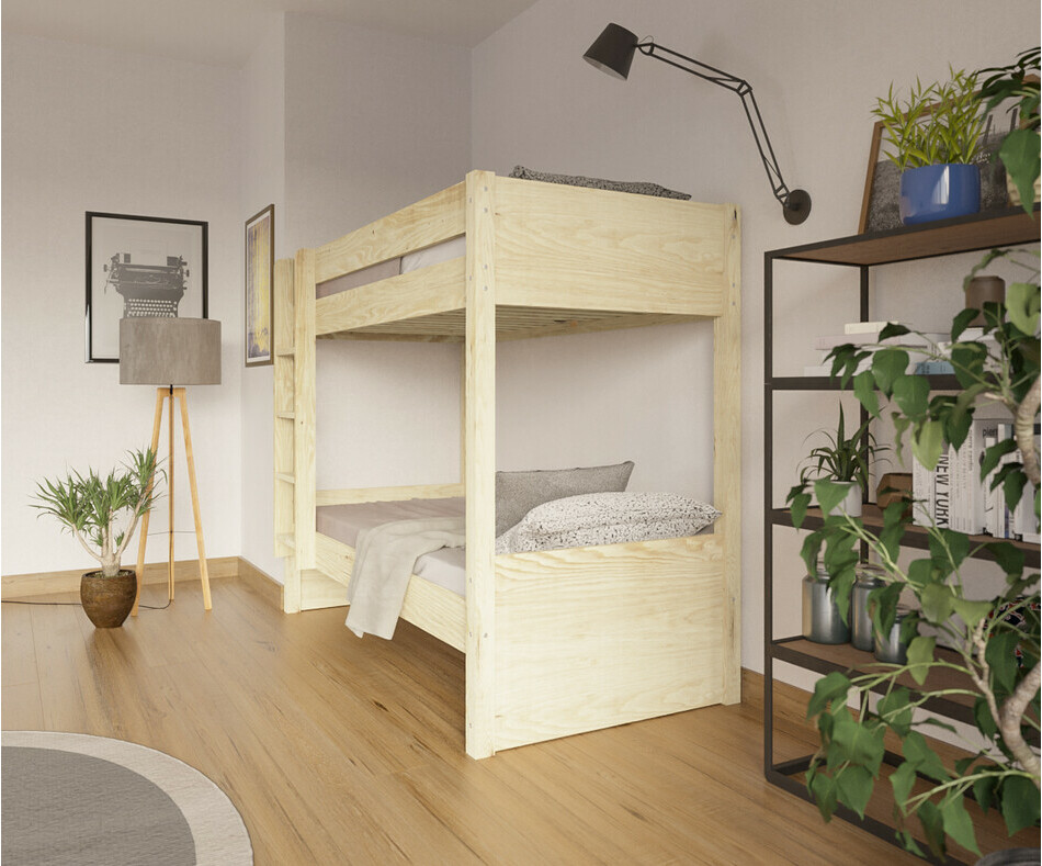 Lit superposé ado Yooni bois 90x190 avec matelas Lit superposé ado Yooni bois 90x190 avec matelas