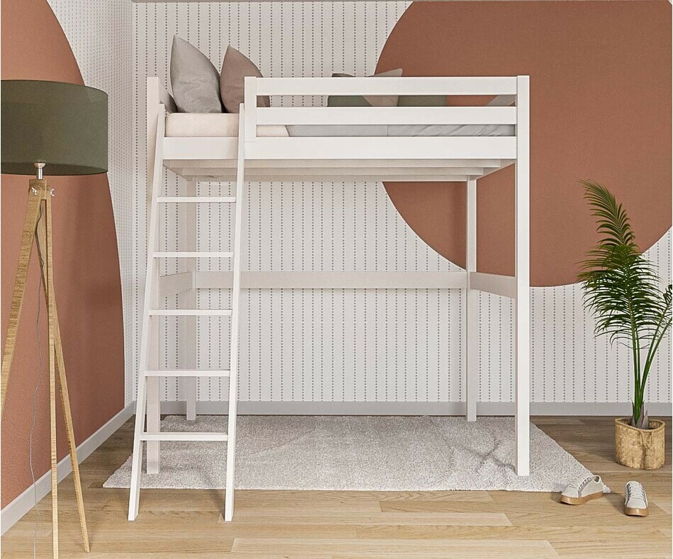 Lit mezzanine deux places enfant blanc avec matelas