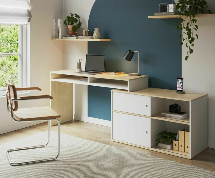 Bureau enfant Bomy blanc et bois 