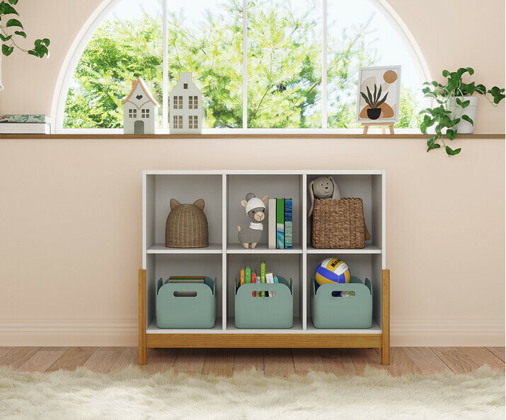 Cube de rangement 6 cases pour enfant avec pieds