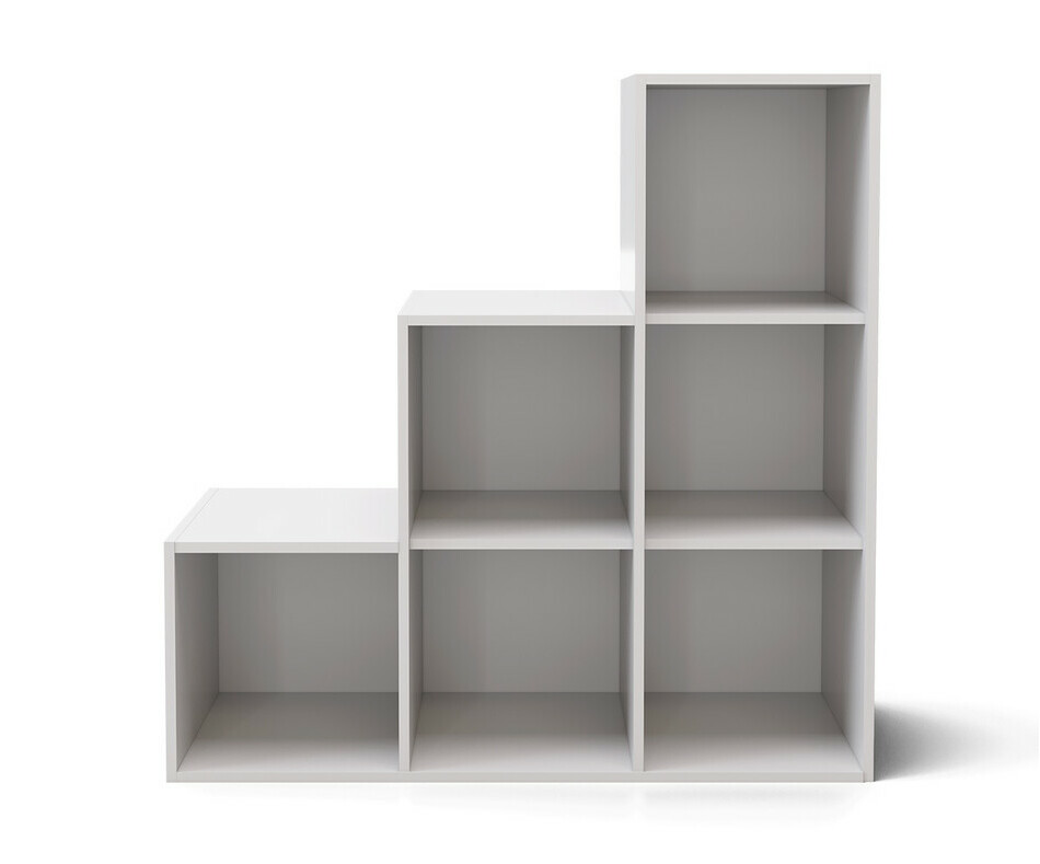 Cube de rangement escalier 6 cases blanc