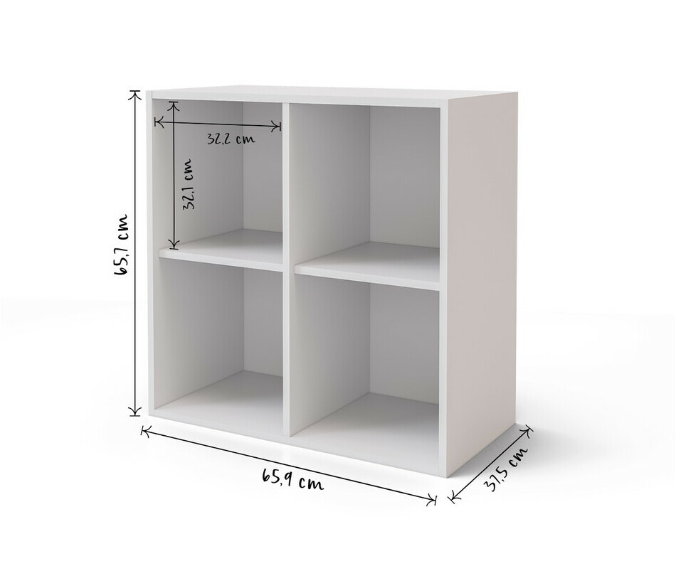 Dimensions cube de rangement 4 cases