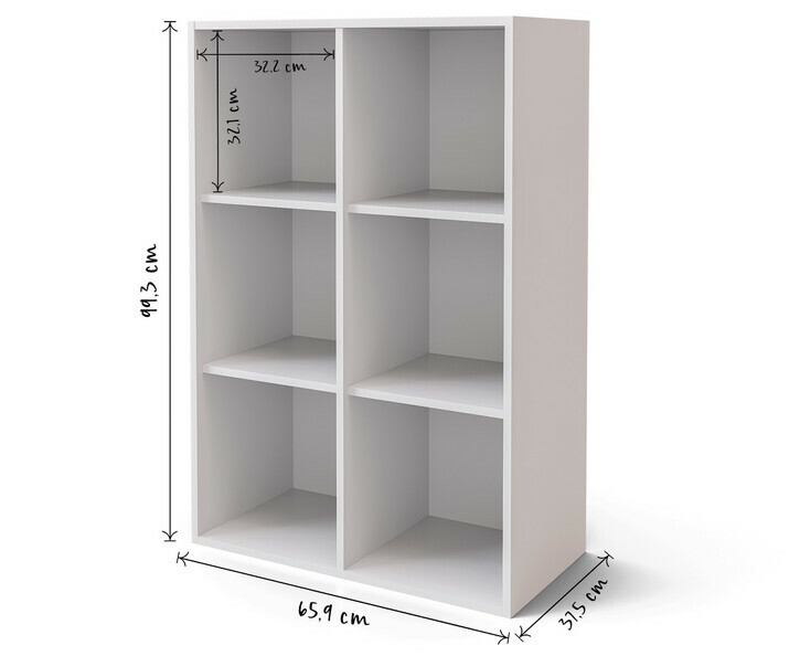 Dimensions cube de rangement 6 cases