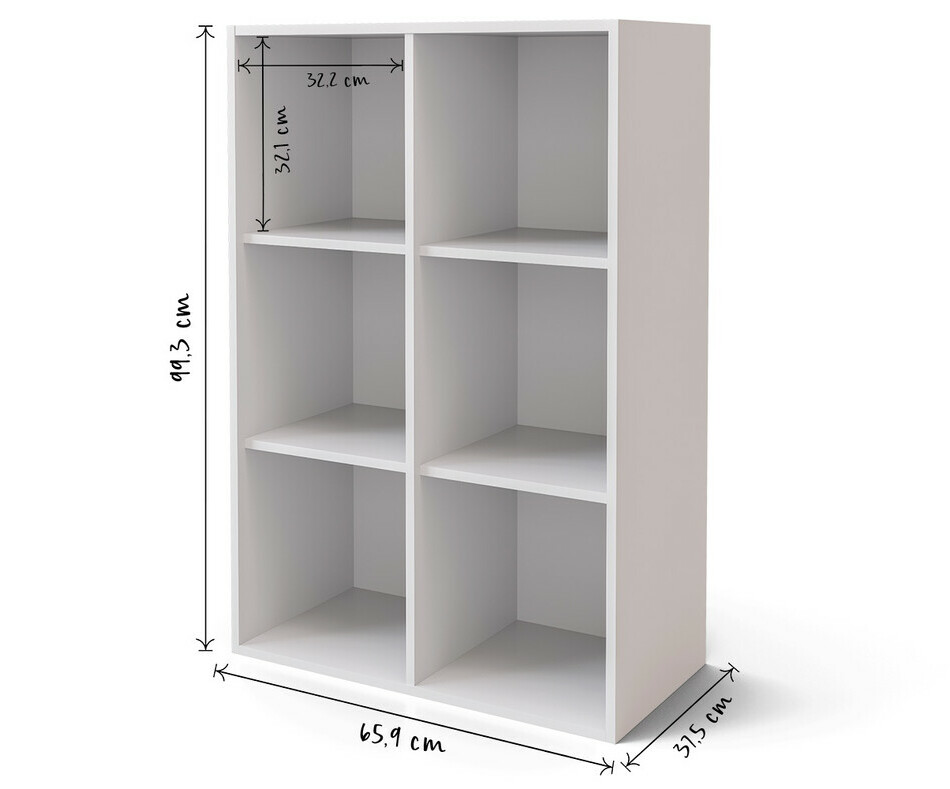 Dimensions cube de rangement 6 cases