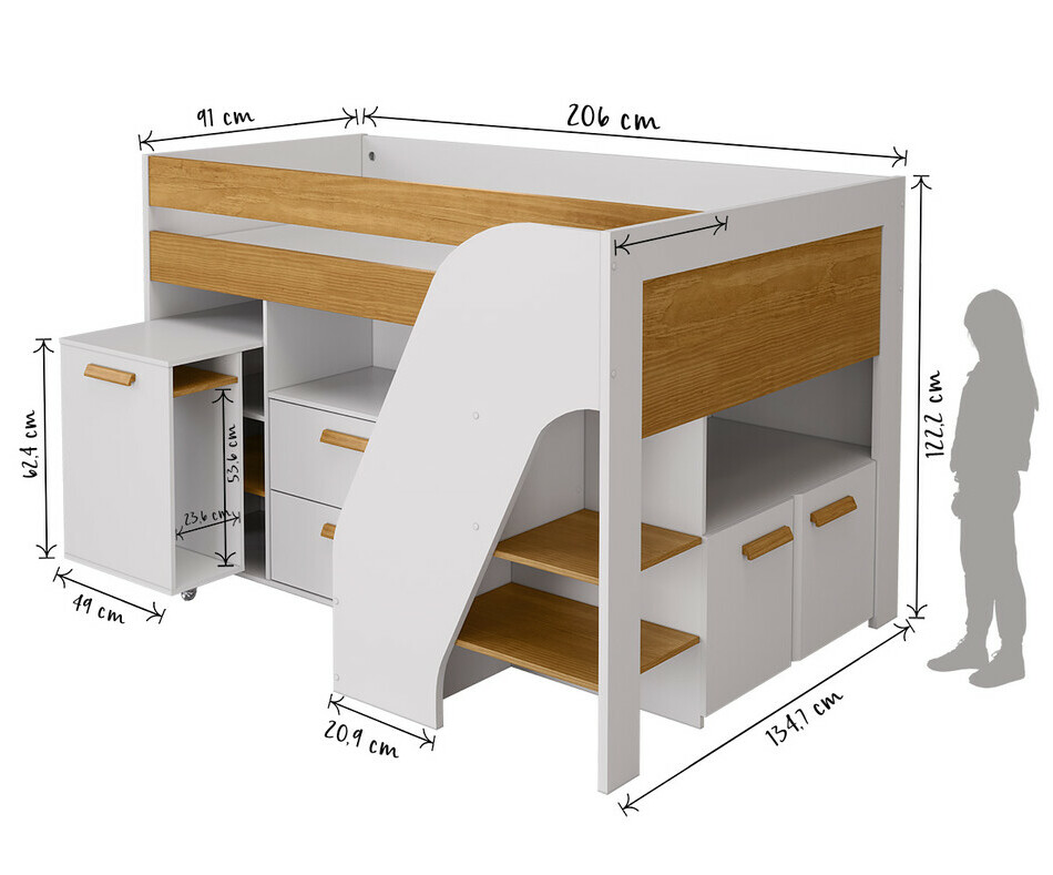 Dimensions du lit ado avec bureau ferm