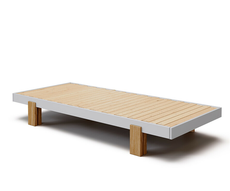 Lit en bois massif blanc et bois Sany pour enfant