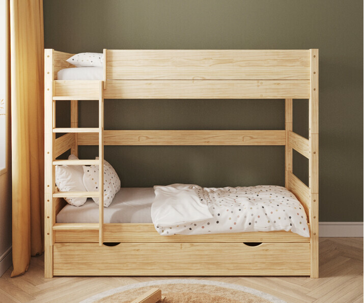 Lit superposé haut enfant Combeebed échelle grand côté et sommier gigogne bois Lit superposé haut enfant Combeebed échelle grand côté et sommier gigogne bois