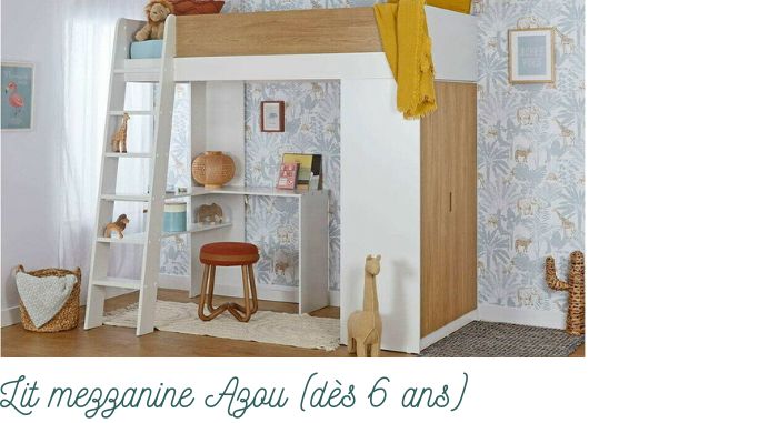 lit mezzanine Azou avec bureau et armoire