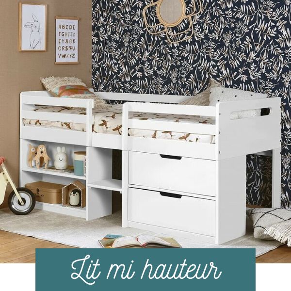 lit enfant mi-hauteur avec rangements